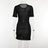 Casual Dresses Black White Tassel Sheer Mesh Mini Dress Women Sexy O Neck Short Sleeve Bodycon Summer Club Party Outfits