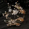 Hair Clips Luxury Handmade Bridal Headdress Golden Ring Crown Wedding Jewelry Tocado Novia Prom Party Tiara