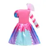 Girls Dresses Birthday Lollipop Fantasy Dress Children Carnival Rainbow Candy Costume Princess Party Frock The Festival of Purim 230406