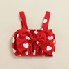 مجموعات الملابس FocusNorm Valentines Days 1-6y Kids Girls 2pcs ملابس القلب المطبوعة حزامًا بلا أكمام