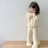 Clothing Sets Baby Girl Winter Clothes 2 Pieces Set 2023 Autumn Sweater Wide Leg Pants Loose Korean Fashion Unisex High Collar Solid Color