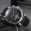 Men luxury designer Hollow tourbillon Automatic Mechanical Watch leather Band Belt Multifunctional Watches