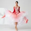 Сценическая одежда B-2058 Платье для бальных танцев Национальный стандарт Современная одежда для выступлений Большая юбка На заказ Социальные камни