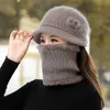 Beanies Beanie/Skull Caps Women's Autumn Winter Knitted Scarf Hat Suit Solid Color Mors värme och sammet tjocka Beanie Outdoor Sports Su