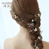 Pärlor Little Flower Long Vine Wedding Headpieces pannband för brud Eleganta guld silver kvinnor prom hårtillbehör huvudbonkly cl2140