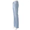 Jeans da donna Pantaloni a zampa d'elefante in denim da donna Vita alta Orlo svasato Slim Fit Colore sfumato Lunghezza intera