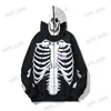 Men's Hoodies Sweatshirts Star Style Design Hip Hop Dark Wind Brushed Fleece Hooded Skull Bone Cardigan Hooded Sweater Coat T230406