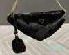 ag Italy Milano Luxury Brand P Fur Plush Woolen Bags Lady Chain Strap Small Underarm Handbag Black White Pink