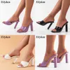 Sandaler Fashion Purple Snake Print Patent Leather Slides Women High Heels Mules Ladies Prom Tisters Square Toe Sandaler Shoes 230316