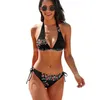 Costume da bagno da donna Costume da bagno con stampa floreale Costume da bagno a due pezzi da donna Bikini Costumi da bagno Fiori blu Fleur Fleurs Girly Floreale dipinto a mano W