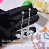 Long Butterfly Lab Diamond Dangle oorr 100% echte Sterling Sier Wedding Drop Oorrings voor vrouwen Bruidsbelofte sieraden