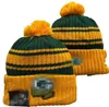 Men Knitted Cuffed Pom GREEN Beanies BAY GB Bobble Hats Sport Knit Hat Striped Sideline Wool Warm BasEball Beanies Cap For Women A10