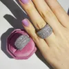 Micro Pave Lab Diamond Ring 925 Стерлинговое серебряное обручальное обручальное обручальное кольца для женщин свадебного дня рождения подарки на день рождения