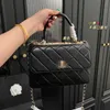 5A designer shoulder bag classic plaid flap CF caviar hand gold silver chain leather double letter solid color buckle square stripe lady messenger