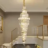 Light Luxury Villa Hollow Duplex Large Chandelier Crystal Hall Spiral Staircase Post-Modern Living Room Hotel Lobby Lights LOFT