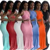 Summer Womens Two Piece Dress Suit 2023 Designer Clothing Sexy Sleeveless Pleated Drawstring Crop Top And Bodycon Skirt Outfits