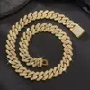 14 mm Miami Cuban Link Chain Naszyjnik Bracelet zestawów do męskiego Bling Hip Hop lodowane Diamentowe Złotne Srebrne Raper Łacze