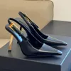 Yeni Patent Deri Toka Slingback Pompalar Ayakkabı Stiletto Topuklular Sandals10.5cm Kadın Lüks Tasarımcı Elbise Square Smeared Toe Akşam Ayakkabı Boyutları 35-42 Kutu Çantası