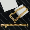 Collane in oro vintage Bracciali con lettere classiche Set di gioielli firmati per coppie di lusso Bracciale cubano spesso unisex