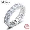 Solitaire Ring Modian 100% 925 STRING Gümüş Klasik Oval Pırıl Pileli Parmak Yüzük Kadınlar İçin Lüks AAAAA CZ Düğün Nişan Güzel Takı 230404