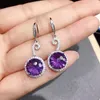 Dangle Earrings Luxury Amethyst Drop For Wedding 10mm Total 8ct Natural Silver Solid 925 Gemstone Jewelry