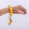 Bracelets porte-bonheur perles de silicium porte-clés bracelet pour femmes filles mode sac clé pendentif tournesol perlé bracelet accessoire