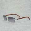 Designer de luxo Summer Sunglasses Sunglasses Vintage Homem Natural Men Buffalo Horn Rimless Frame EyeGlasses Mulheres para Acessoria ao ar livre Oculos Square Gafas 012n