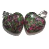 Charms 2 Stück herzförmiger Naturstein-Anhänger 20 mm schwarzer Achat Malachit Rosenquarz für Schmuckherstellung DIY Halskette Ohrringe