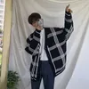 Herren Pullover Herbst Herren Karierte Strickjacke Koreanische Mode Lose Vielseitige Strickpullover Mantel