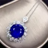 Round Sapphire Chocker Necklace 925 Sterling Silver Diamond Wedding Pendants ketting voor vrouwen Bridal Party sieraden