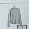 Maglieria da donna Autunno e inverno Cardigan in puro cashmere da donna girocollo a trecce fiore maglione bianco lavorato a maglia a maniche lunghe