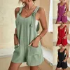 Maternity Women Knot Front Dual Pocket Overall Romper Adjustable Straps Summer Casual Suspender Shorts Jumpsuit