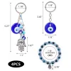 Keychains Lanyards L Evil Eye Hamsa Hand And Bracelets Set Protection Blue Decor Drop Delivery Amq5W