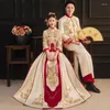 Vêtements ethniques Xiuhe Groom Tang Costumes Hanfu Mariée Ancienne robe de mariée chinoise Costume traditionnel perlé broderie robe