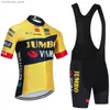 Wielershirtsets 2025 Jumbo Fietsset Zwart Team Pro Wielershirt Fietsshort Set Ropa Ciclismo Sneldrogend Bicyc Maillot Kleding 3 Zakken Q231107