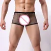 Underpants CLEVER-MENMODE Sexy Mesh Underwear Men Fishnet Boxers Transparent Erotic Lingerie Trunks Boxer Panties Shorts Bottoms