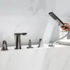 Pommeaux de douche de salle de bain SKOWLL robinet ensemble de baignoire 5 pièces avec pulvérisateur extractible monté sur le pont mitigeur de bain HG7736 230406