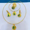 Necklace Earrings Set 24K Gold Plated Dubai Jewelry Christmas Tree Pattern Ring Bracelet Women's Fashion Four Piece YY10186