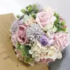 Bouquets de roses en soie faites à la main, fleurs de mariage, faux support, accessoires de mariée pour demoiselle d'honneur