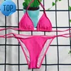 Designer Femme Bikinis Deux Pièces Tankinis Avec Lettre Maillots De Bain Cristal Vêtements De Yoga D'été Plage De Luxe Maillots De Bain Maillot De Bain À Trois Points S-XLF