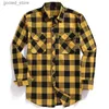 Men's Casual Shirts Fall Men's Flannel Plaid Long-Sleeved Casual Button Shirt USA Regular Fit Size S To 2XL Classic Checkered Double Pocket Design Q231106