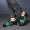 Robe chaussures printemps mode moine sangle pour hommes noir vert mariage designer décontracté affaires oxford mocassins pour hommes