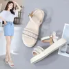 Sandals Genuine Leather Women Platform Beach Shoes Ladies Flats Sneakers Sliver White Flip Flop Shoe Summer Mid Heel Footwear