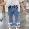 Jeans Girls 'Söta mjuka jeans Fashion Tenor Children's Wild Elastic Mini Flash Pants 6T Girls' Autumn Clothing 230406