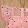 Girls Dresses Citgeett Summer Infant Baby Short Sleeves Mesh Dress Colorful Polka Dot Pattern Printing Ruffle Clothing 230406