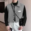 Mannen Vesten 2023 Mannen Plaid Revers Mouwloze Knop Streetwear Toevallige Mannelijke Vesten Koreaanse Stijl Mode Crop S-5XL INCERUN