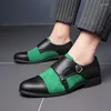 Robe chaussures printemps mode moine sangle pour hommes noir vert mariage designer décontracté affaires oxford mocassins pour hommes