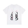 Diseñador de lujo Loes Carta de moda clásica Volver Pintado a mano Graffiti grande Cuello redondo Camiseta de manga corta Tendencia para hombres y mujeres