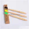 Disposable Toothbrushes Disposable Toothbrush Natural Bamboo Handle Rainbow Colorf Soft Bristles 10 Colors Cleaning Supplies Drop Deli Dh7I1