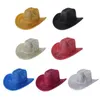 Berets Cowboy Hat For Outdoor Tinsels Woman Windproof Model Show